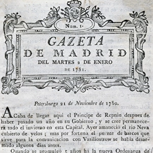 Gazette of Madrid. 18th century. Number 1. 1781. Royal Print