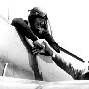 Gerhard Nitschke sat in cockpit of Heinkel He 100 V3 42C+11