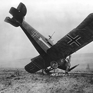 German Hannover CL. II crashed biplane, WW1