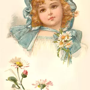 Girl in a turquoise bonnet