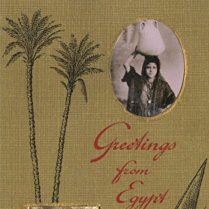 Greetings from Egypt - Water Carrier Girl and Donkey Drivers
