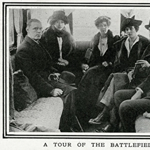Group visiting the battlefields in a motor caravan, 1920
