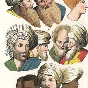 Heads of various natives of Egypt, in turbans and beards