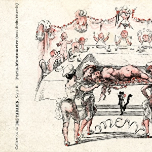 Illustration for a Menu by Willette for Restaurant Tabarin