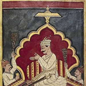 Indian nobleman. Hindu art. Miniature Painting