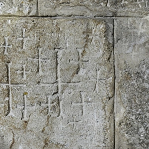 Israel. Jerusalen. Crusader graffiti in the Church of the Ho