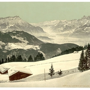 Leysin, view of the Rhone Valley in winter, Nand, Canton of