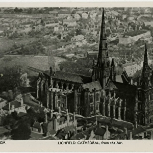 Lichfield Cathedral from the air - Lichfield, Staffordshire