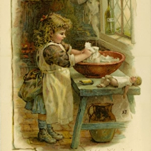 Little girl on washing day