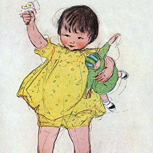 Little girl in yellow dress by Muriel Dawson