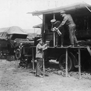 Mail delivery to ASC workshop behind the lines, WW1