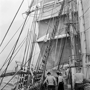 Men on deck of sailing ship