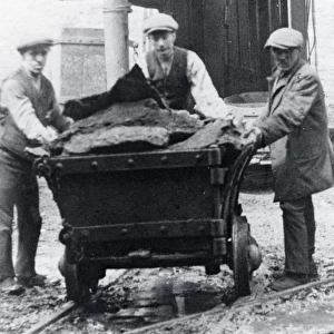 Men with dram, Hook Colliery, Pembrokeshire, South Wales