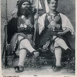 Three men in traditional Greek Costume - Athens, Greece