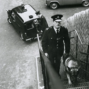 Two Metropolitan police officers with van and dogs