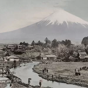 Mount Fuji, Fujiyama, from Omiya village, Japan