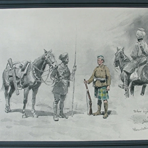 Mounted Indian Lancers at Arnel with a Scottish Highlander