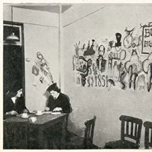 Mural decorations in the Stoke-on-Trent British Restaurant during the Second World War