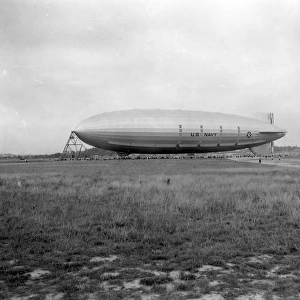 The US Navy airship ZRS-4 Akron in moored on its mobile mast