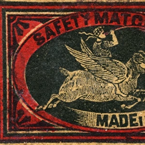 Old Japanese Matchbox label with a winged ram