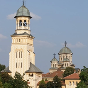 Old and new churches in Alba Iulia, Romania