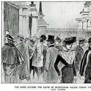 Outside gates of Buckingham Palace during Queens illness