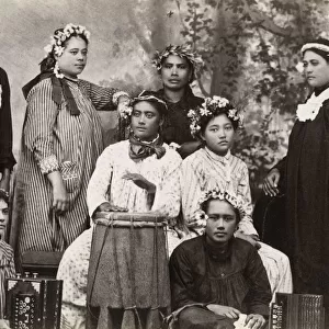 Pacific Islands, Oceania: group portrait, likely Tahiti