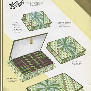 Page from a catalogue, Kunzle Chocolate List