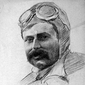 Pencil drawing of Louis Bleriot 1872-1936 by Roderic Hill
