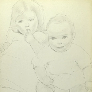 Pencil sketch of two children