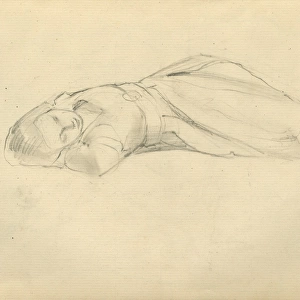 Pencil sketch of young woman reclining