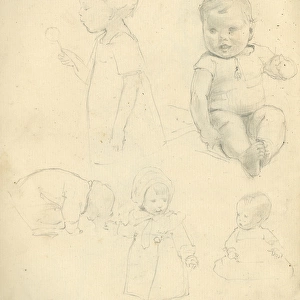 Pencil sketches of babies and children