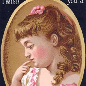 Pensive girl on a Christmas card