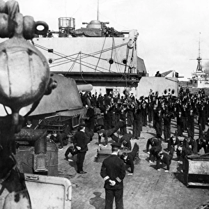 Physical drill on the HMS Iron Duke, WW1