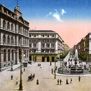 Piazza della Borsa with Medina Fountain, Naples, Italy