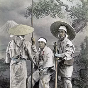 Pilgrims to Mount Fuiji, japan 1880s. Date: 1880s