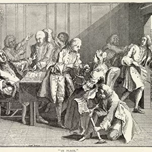 IN PLACE 1738 satire on the prime minister, Sir Robert Walpole, for feathering his own nest and those of his friends and relations Date: 1676 - 1745