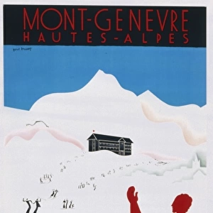 Poster advertising Mont Genevre for Winter Sports