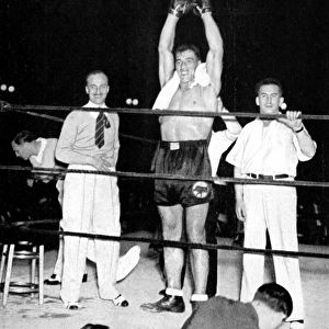 Primo Carnera celebrates victory, New York, 1933