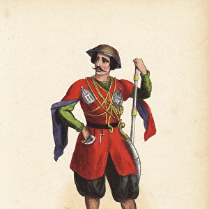 Prince of Imereti, Georgia, with musket and scimitar