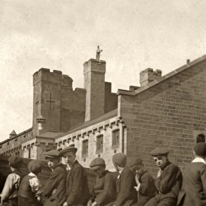 Prisoner on roof at Armley Gaol, Leeds, West Yorkshire