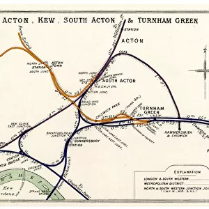 Railway map, Acton, Kew, Turnham Green, London