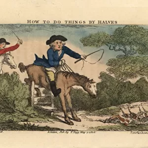 Regency gentleman on a horse caught on a sty