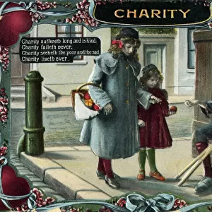 Representation of Charity - Money for a poor crippled boy
