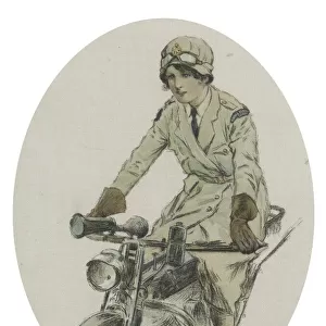 RFC Woman Dispatch Rider, by W H Margetson, WW1