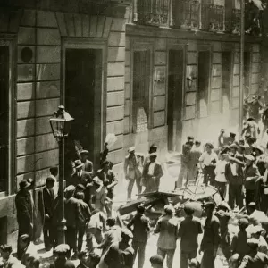 Rioters throwing furniture, Spanish Revolution, 1931