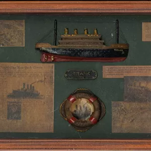 RMS Titanic items in a frame