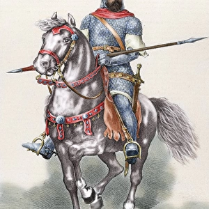 Rodrigo Diaz de Vivar (c. 1043-1099), known as El Cid, riding