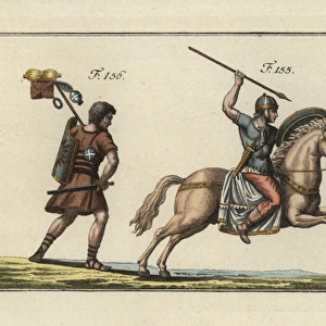 Roman cavalry with javelin and a Roman soldier