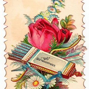 Romantic greetings card with bow and arrow and flowers